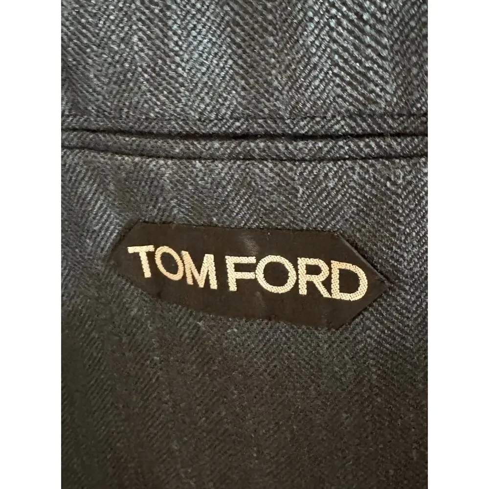 Tom Ford Teal Herringbone Silk Mohair Blazer Sportcoat 40R Peak Lapel Windsor